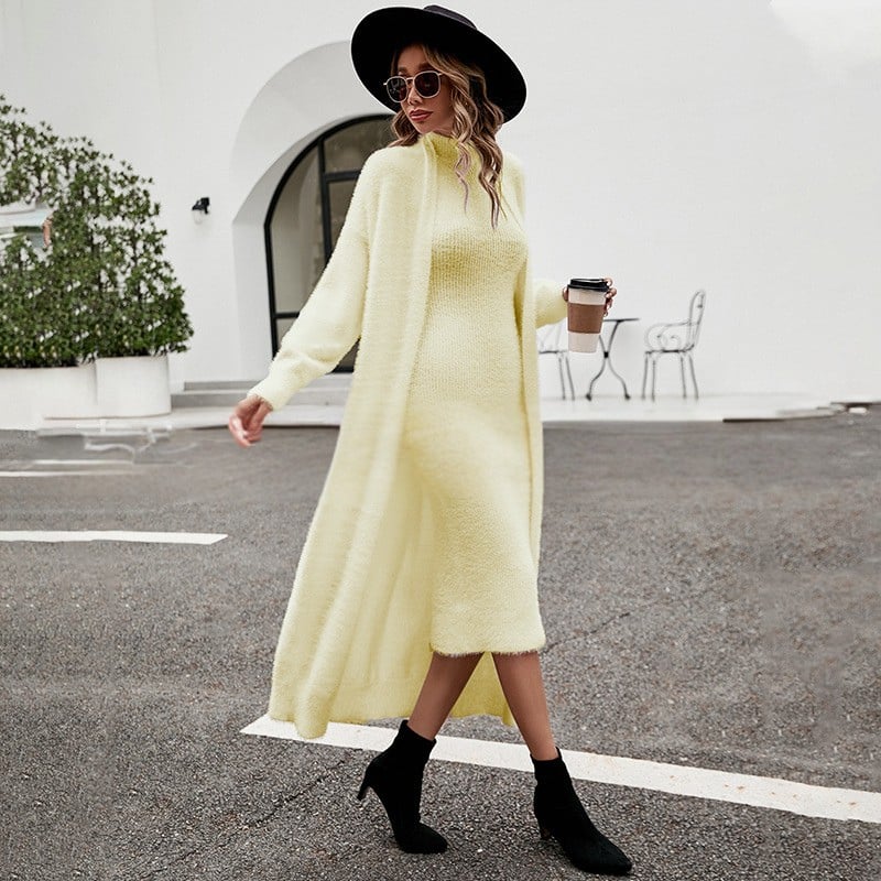 Harper Knit Set — Uzun Hırka + Triko Elbise Takımı