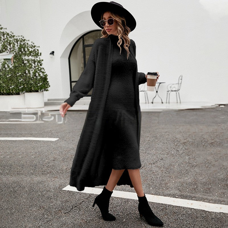 Harper Knit Set — Uzun Hırka + Triko Elbise Takımı