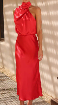 Aurelia Saten Midi Elbise