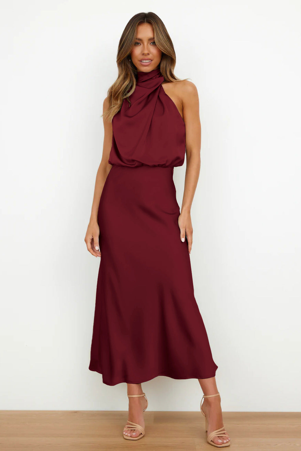 Aurelia Saten Midi Elbise
