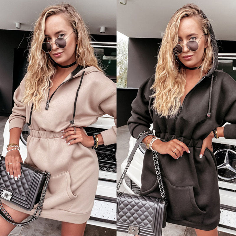 Kapüşonlu Oversize Sweatshirt Elbise