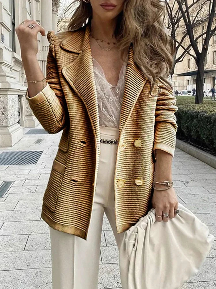 Madison Textured Double-Breasted Blazer