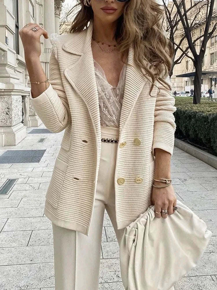 Madison Textured Double-Breasted Blazer