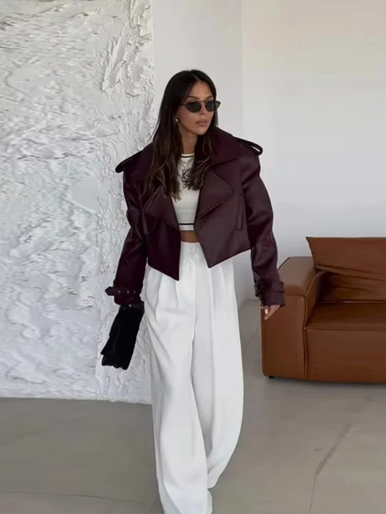 Vesper Kısa Faux Leather Ceket