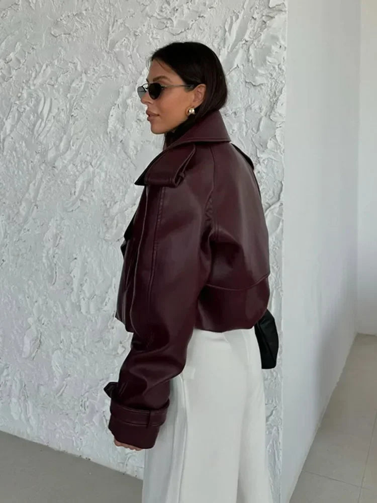 Vesper Kısa Faux Leather Ceket