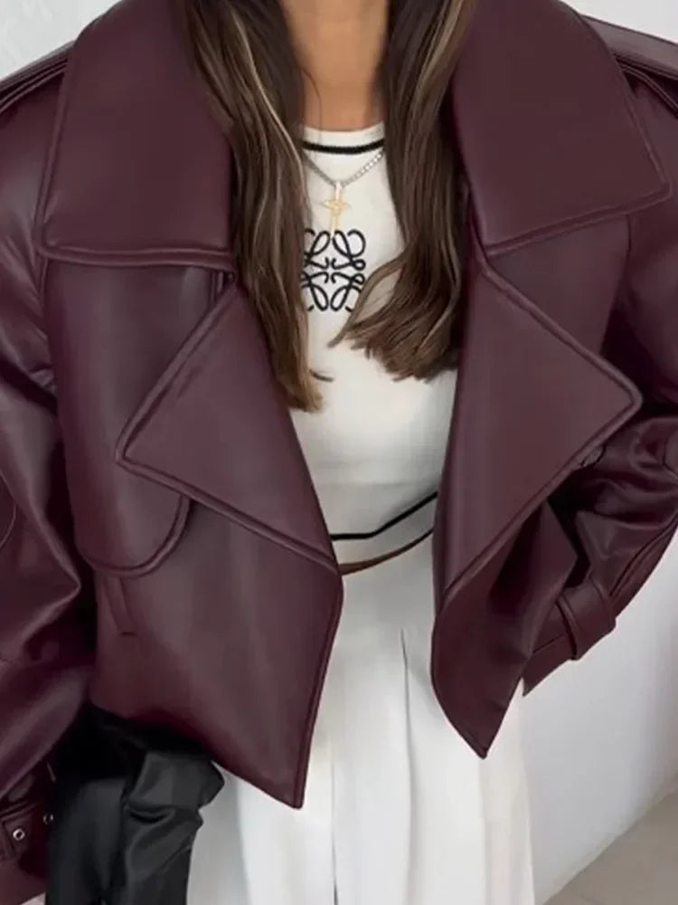 Vesper Kısa Faux Leather Ceket