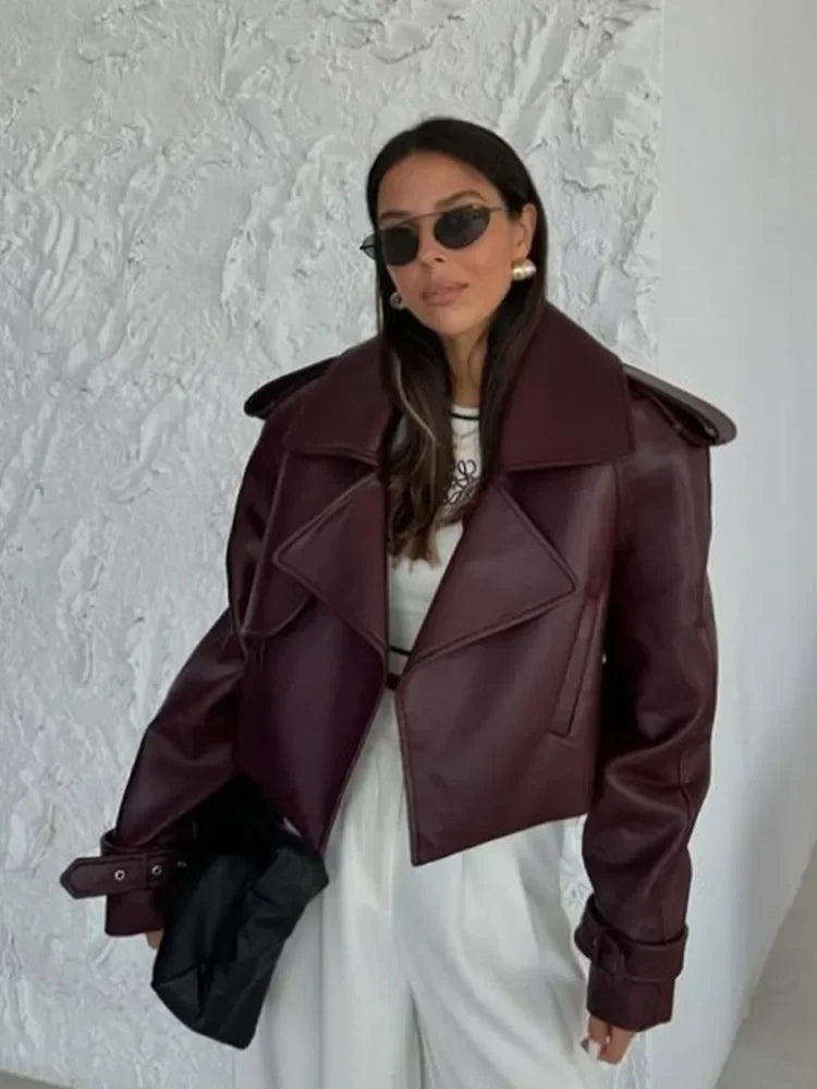 Vesper Kısa Faux Leather Ceket