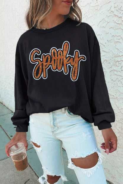 Spooky Rhinestone Drop Shoulder Sweatshirt – Mayce Halloween Edit