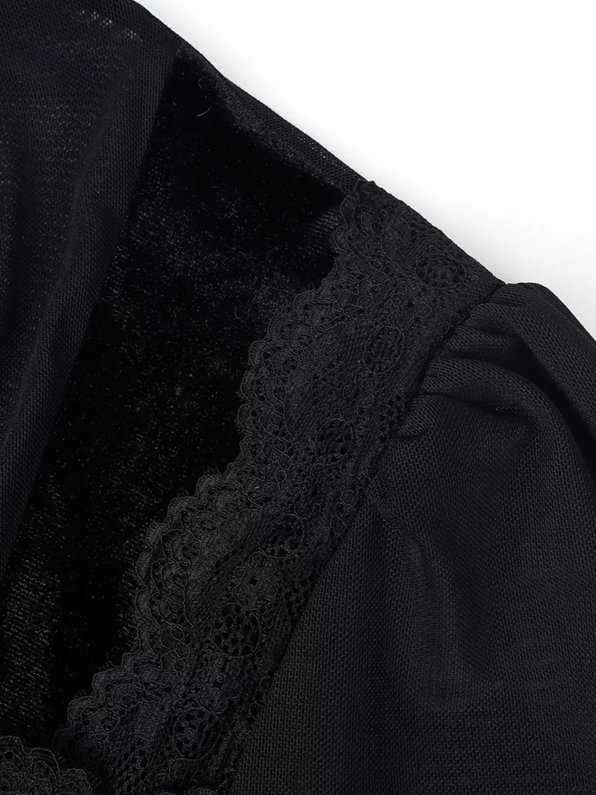 Lace Trim Velvet Sheer Sleeve Blouse – Mayce Halloween Edit