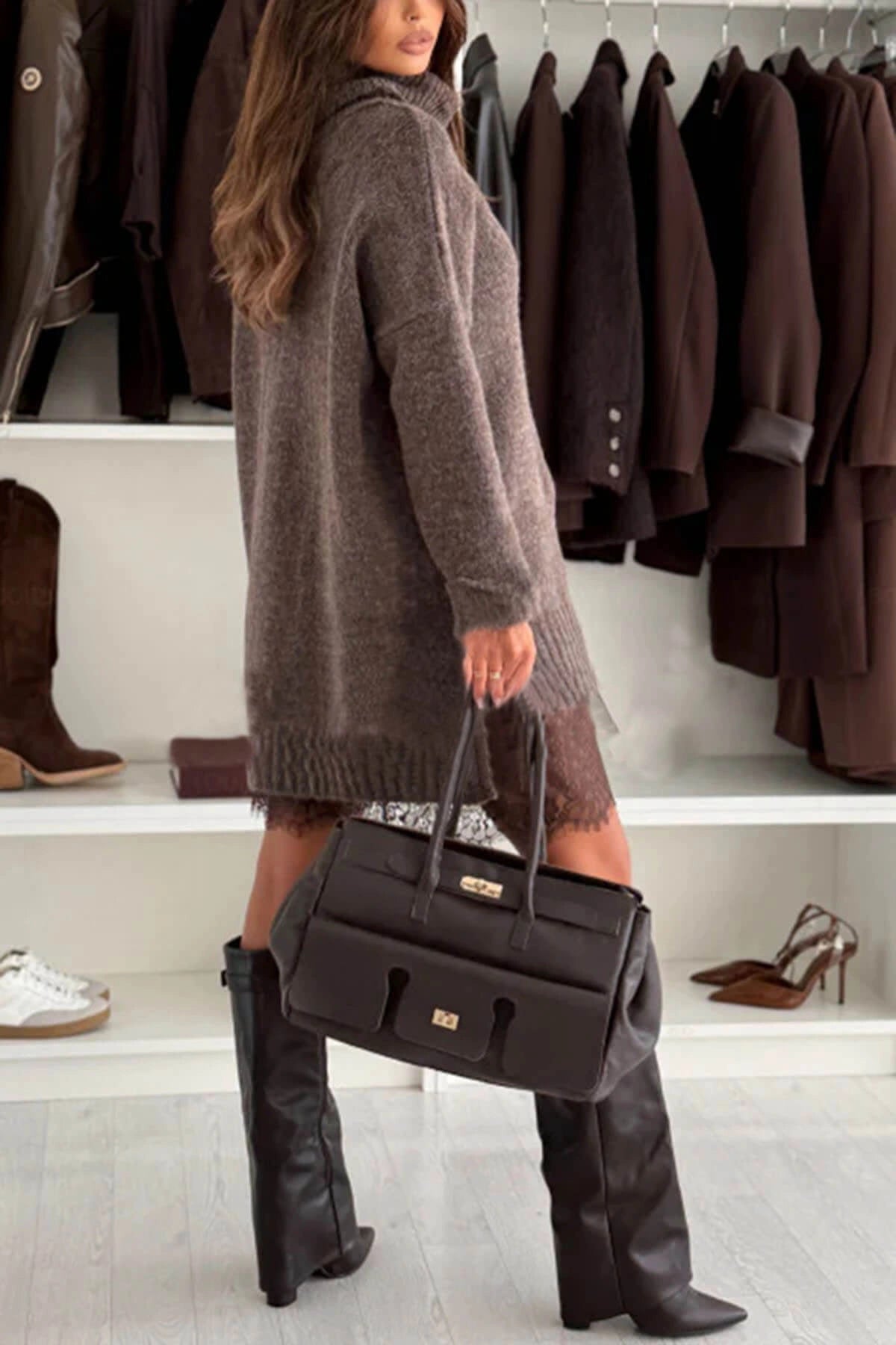 Velour Ease Oversized Turtleneck