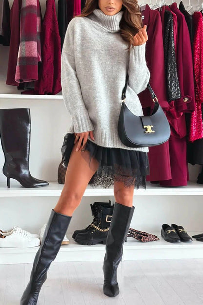 Velour Ease Oversized Turtleneck