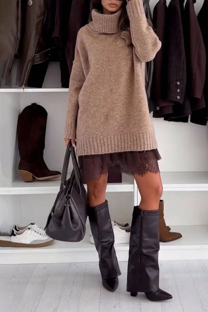 Velour Ease Oversized Turtleneck