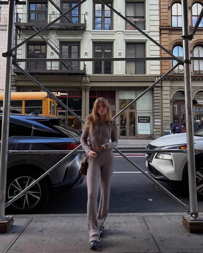 Maycee Elegante Signature Cable Knit Hooded Set