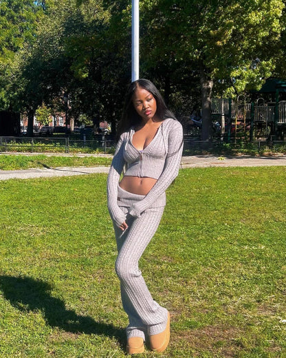 Maycee Elegante Signature Cable Knit Hooded Set