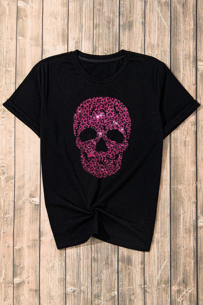 Rhinestone Skull Graphic Crew Neck T-Shirt – Mayce Halloween Edit