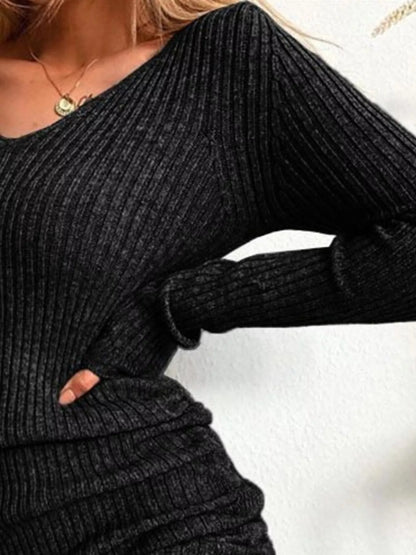 Colette Ribbed Drawstring Bodycon Sweater Dress by Mayce Elegante — product image 27