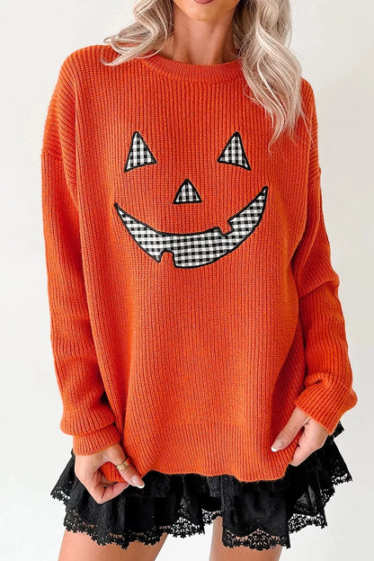 Drop Shoulder Long Sleeve Round Neck Halloween Sweater – Mayce Halloween Edit