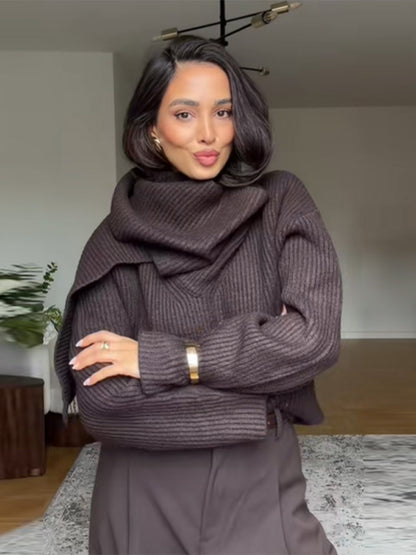 Scarlett Scarf-Neck Signature Knit