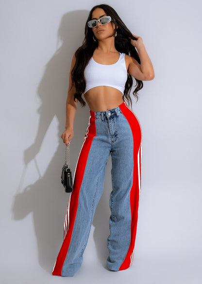 Ava High-Waist Contrast Wide-Leg Jeans