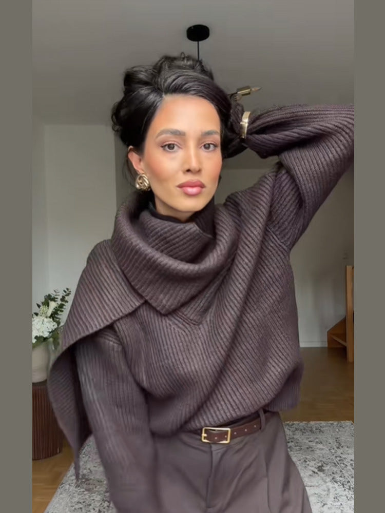 Scarlett Scarf-Neck Signature Knit