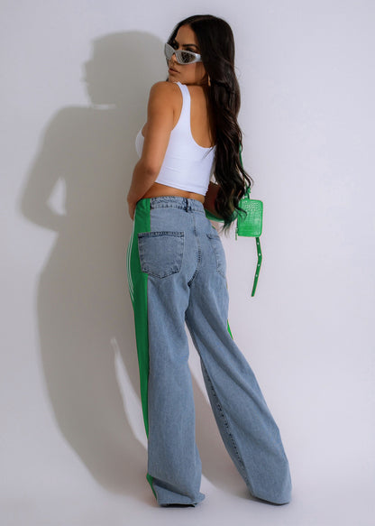 Ava High-Waist Contrast Wide-Leg Jeans