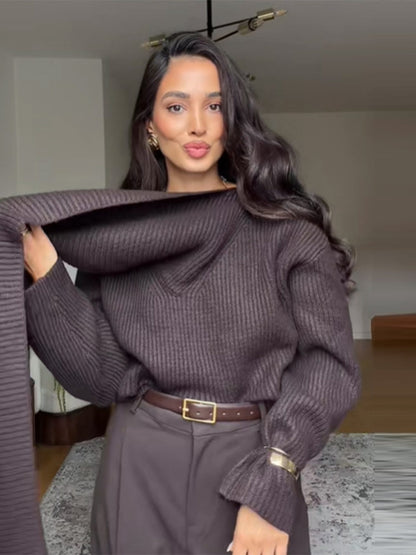 Scarlett Scarf-Neck Signature Knit