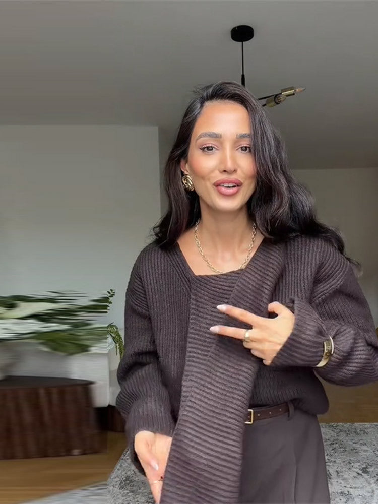 Scarlett Scarf-Neck Signature Knit