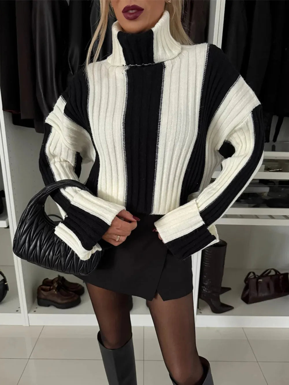 Valerie Striped Turtleneck Sweater by Mayce Elegante — product image 1