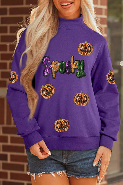 Sequin Pumpkin Spooky Halloween Sweatshirt – Mayce Halloween Edit