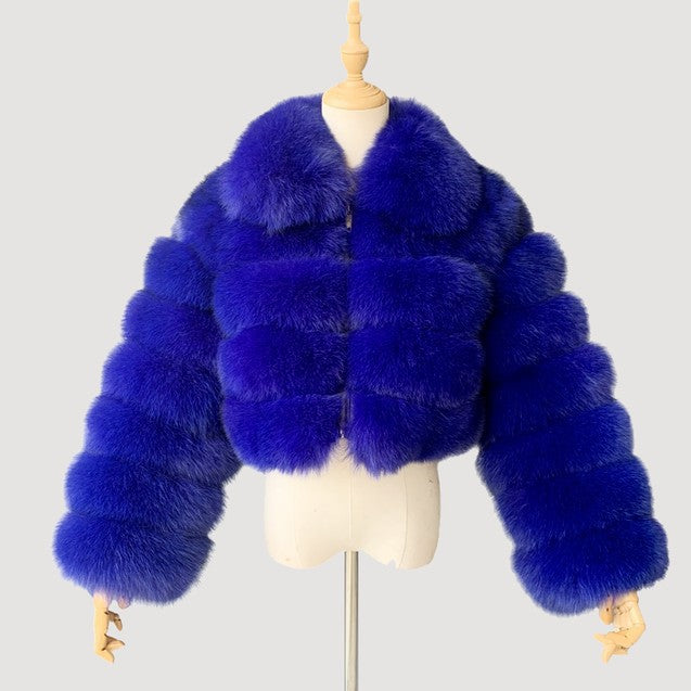 Mayce Elegante™ | Short-Cut Crop Faux Fur Jacket
