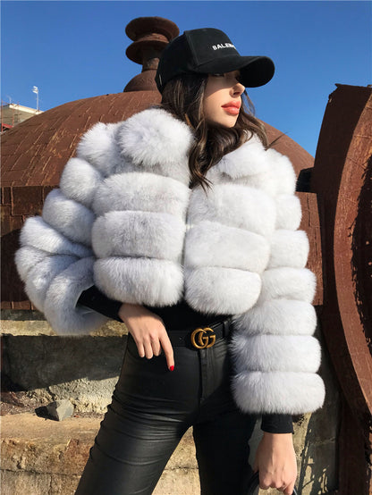Mayce Elegante™ | Short-Cut Crop Faux Fur Jacket