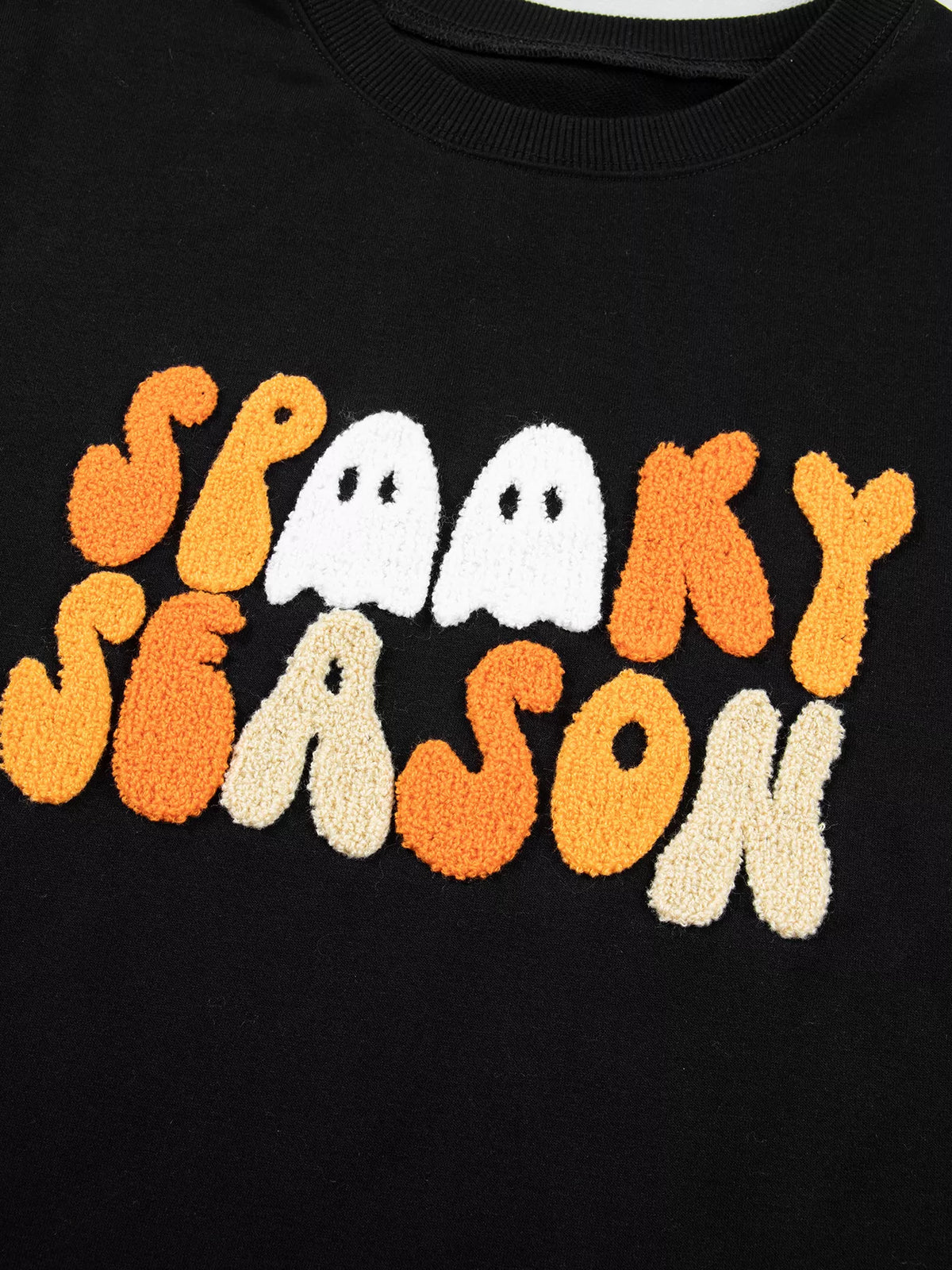 Embroidered Spooky Season Long Sleeve Round Neck Sweatshirt – Mayce Halloween Edit