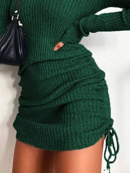 Colette Ribbed Drawstring Bodycon Sweater Dress by Mayce Elegante — product image 20