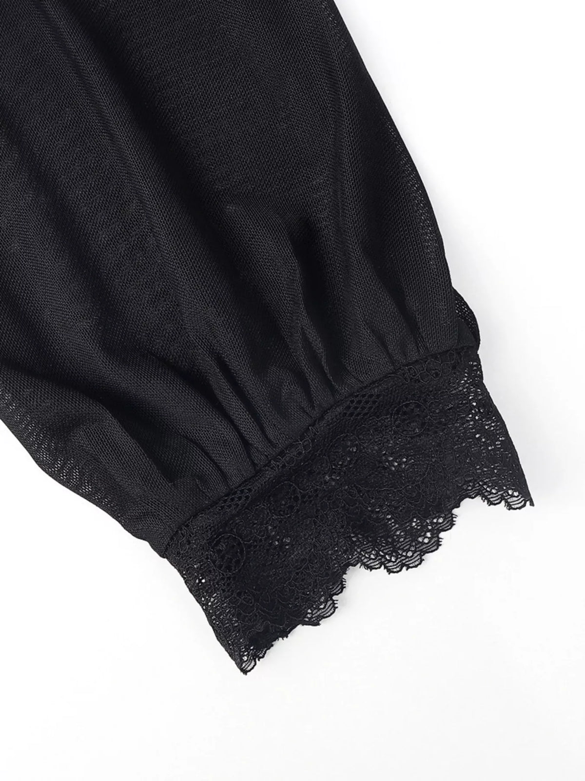 Lace Trim Velvet Sheer Sleeve Blouse – Mayce Halloween Edit