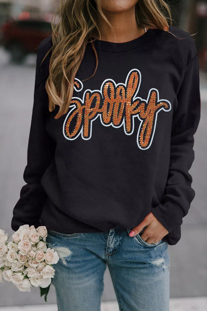Spooky Rhinestone Drop Shoulder Sweatshirt – Mayce Halloween Edit