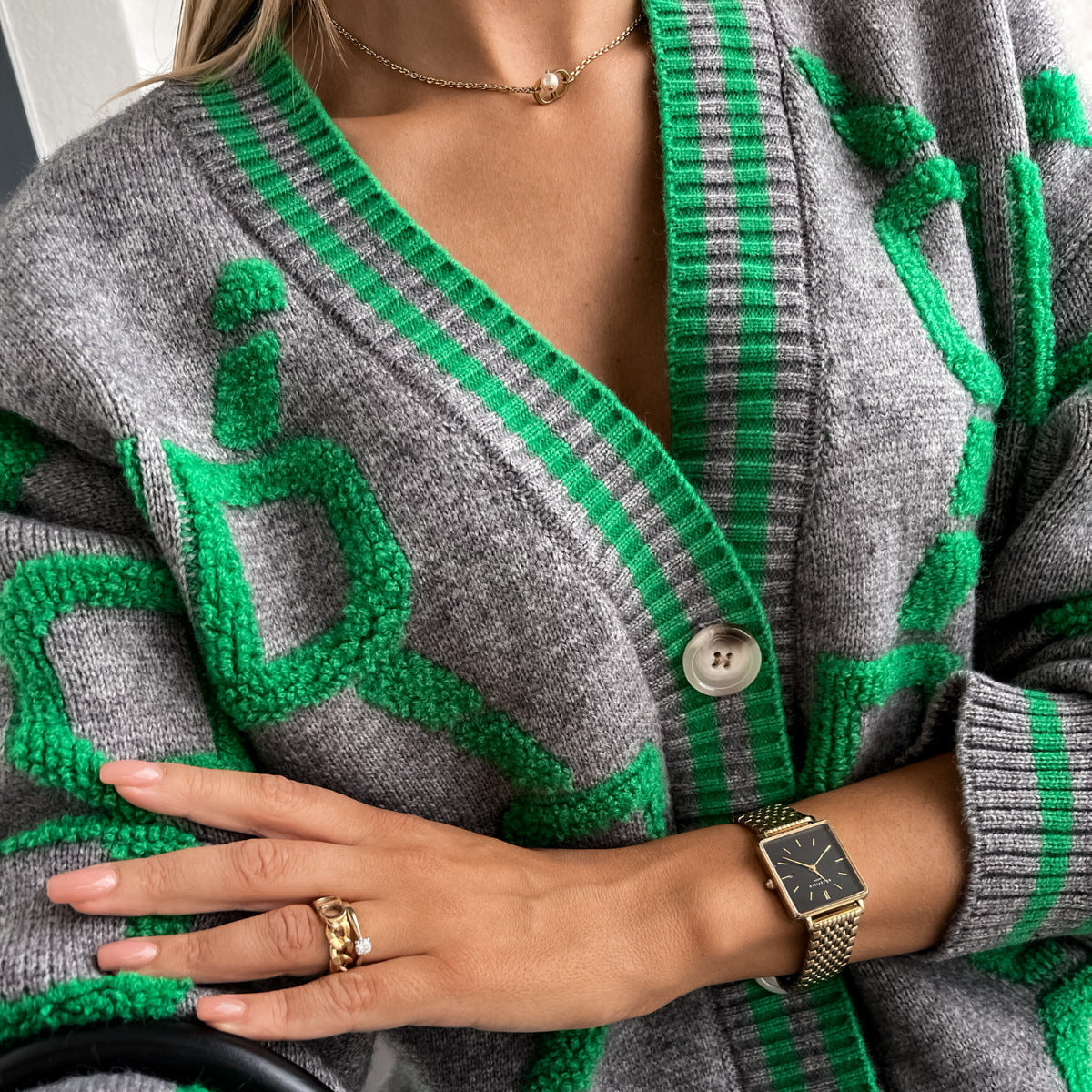 Mayce Elegante ™ | Vienna Geo Knit Cardigan