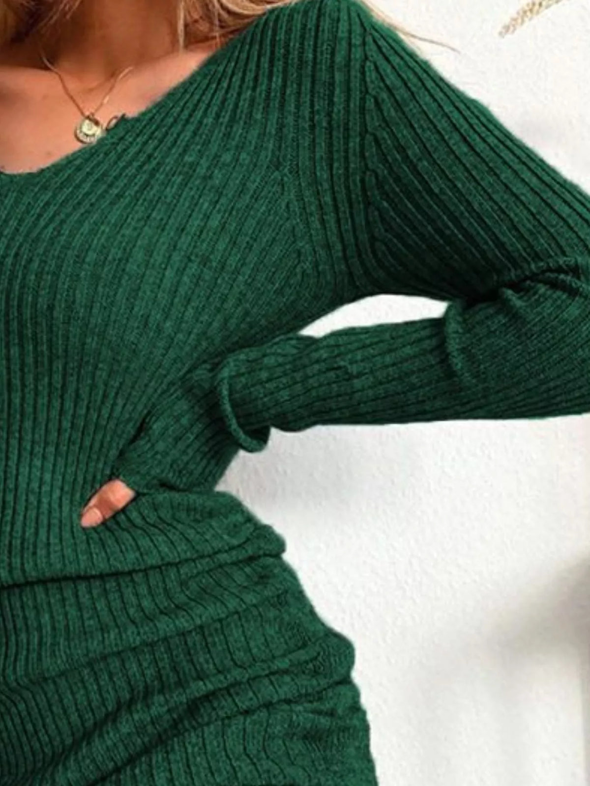 Colette Ribbed Drawstring Bodycon Sweater Dress by Mayce Elegante — product image 21