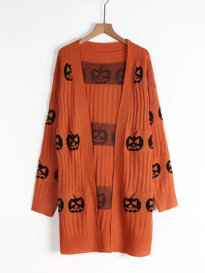 Halloween Pumpkin Open Front Knit Cardigan – Mayce Halloween Edit