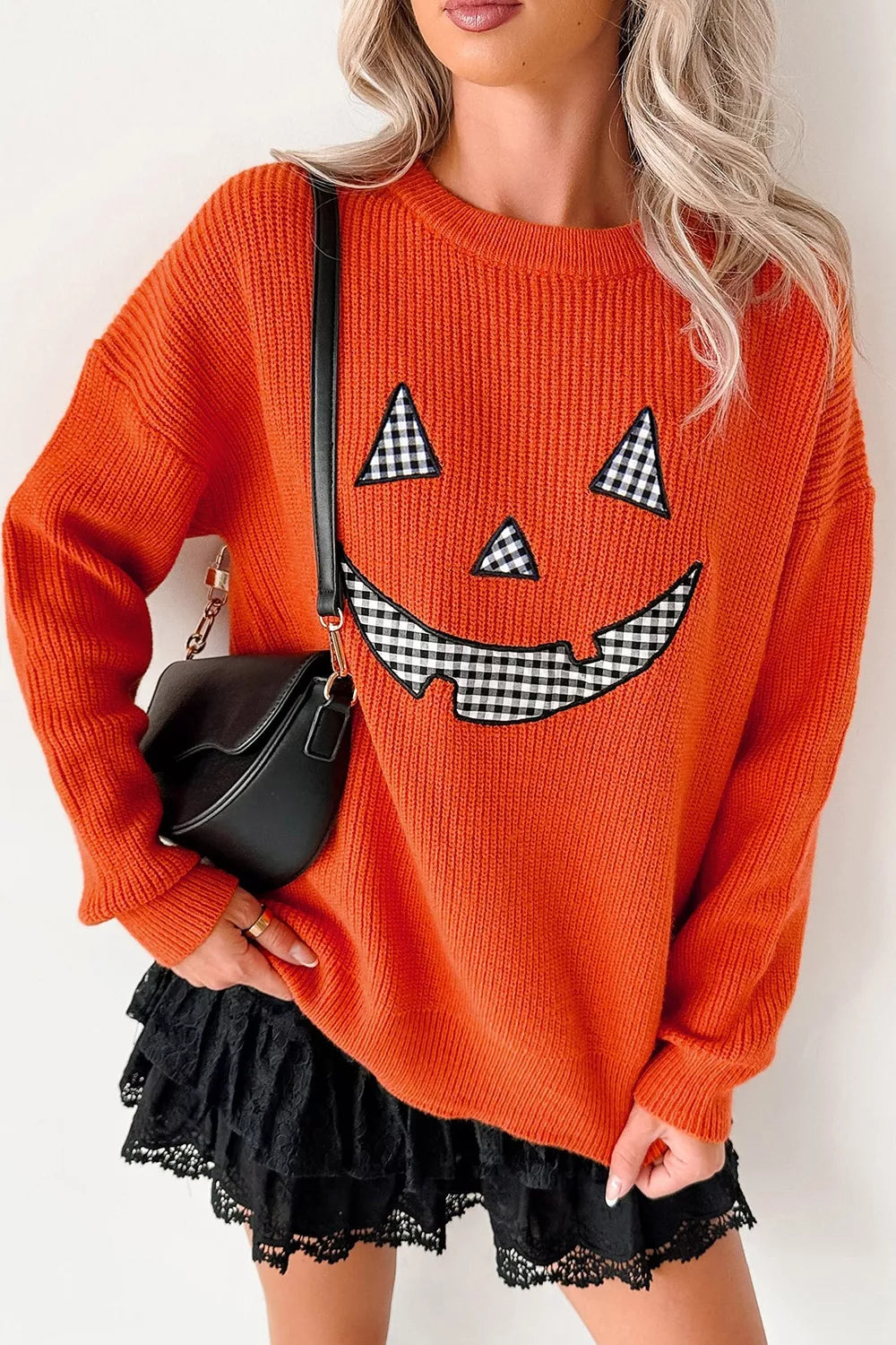 Drop Shoulder Long Sleeve Round Neck Halloween Sweater – Mayce Halloween Edit