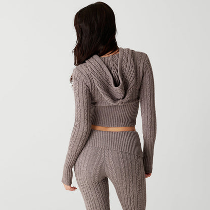 Maycee Elegante Signature Cable Knit Hooded Set