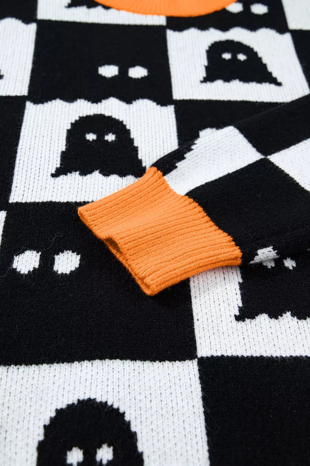 Halloween Ghost Pattern Checkerboard Sweater – Mayce Halloween Edit
