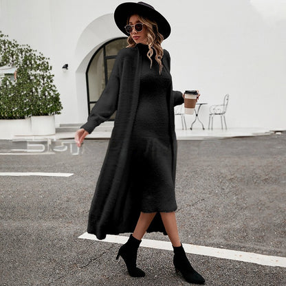 Harper Knit Set — Uzun Hırka + Triko Elbise Takımı