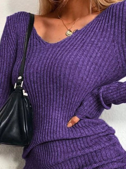Colette Ribbed Drawstring Bodycon Sweater Dress by Mayce Elegante — product image 24