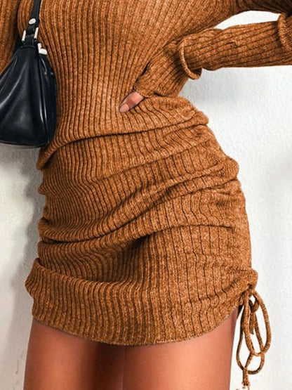 Colette Ribbed Drawstring Bodycon Sweater Dress by Mayce Elegante — product image 12