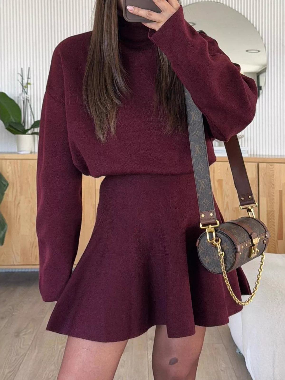 Elise Mock Neck Knit Top & Flared Skirt Set by Mayce Elegante — product image 8