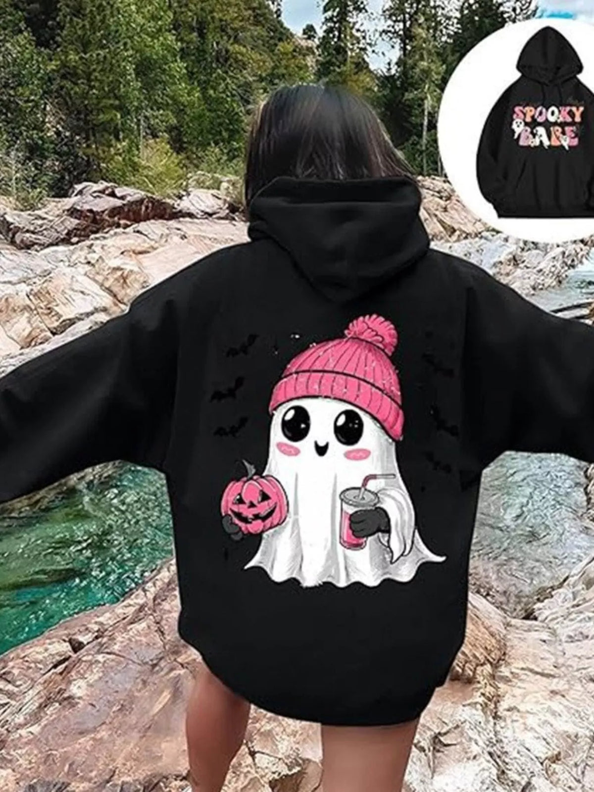 Full Size Halloween Graphic Long Sleeve Hoodie Plus Size – Mayce Halloween Edit
