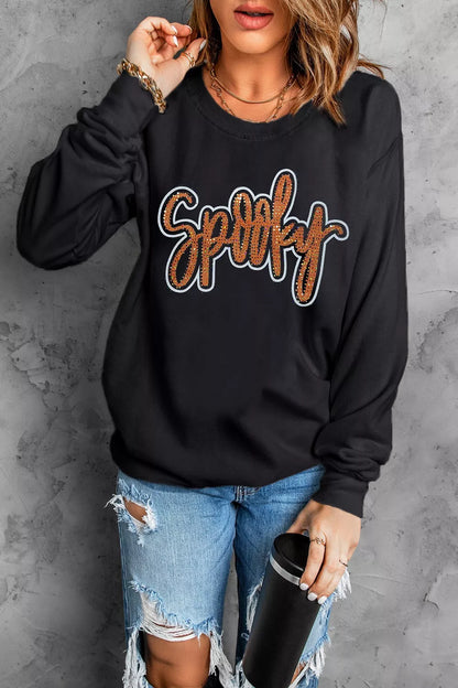 Spooky Rhinestone Drop Shoulder Sweatshirt – Mayce Halloween Edit