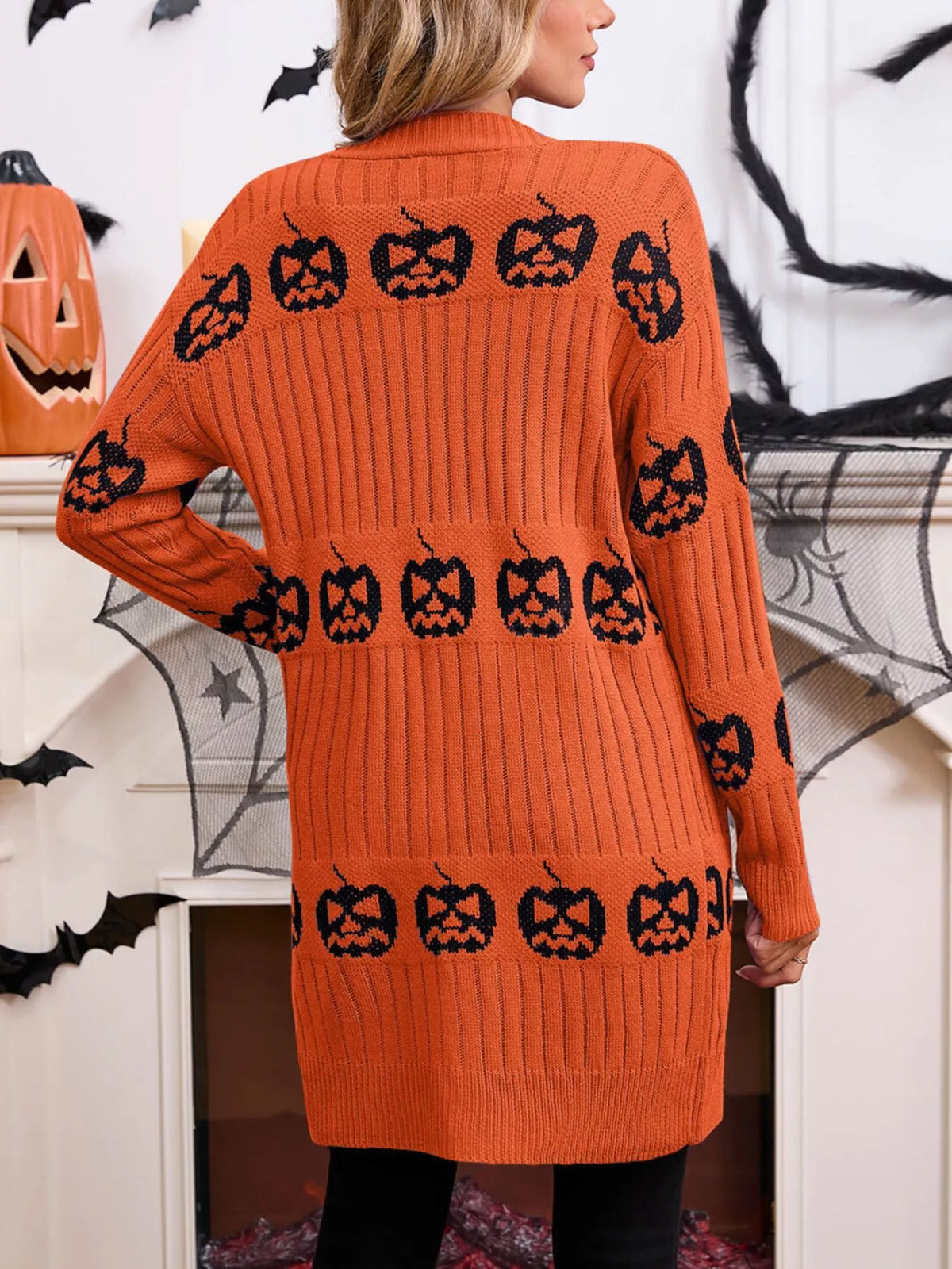 Halloween Pumpkin Open Front Knit Cardigan – Mayce Halloween Edit