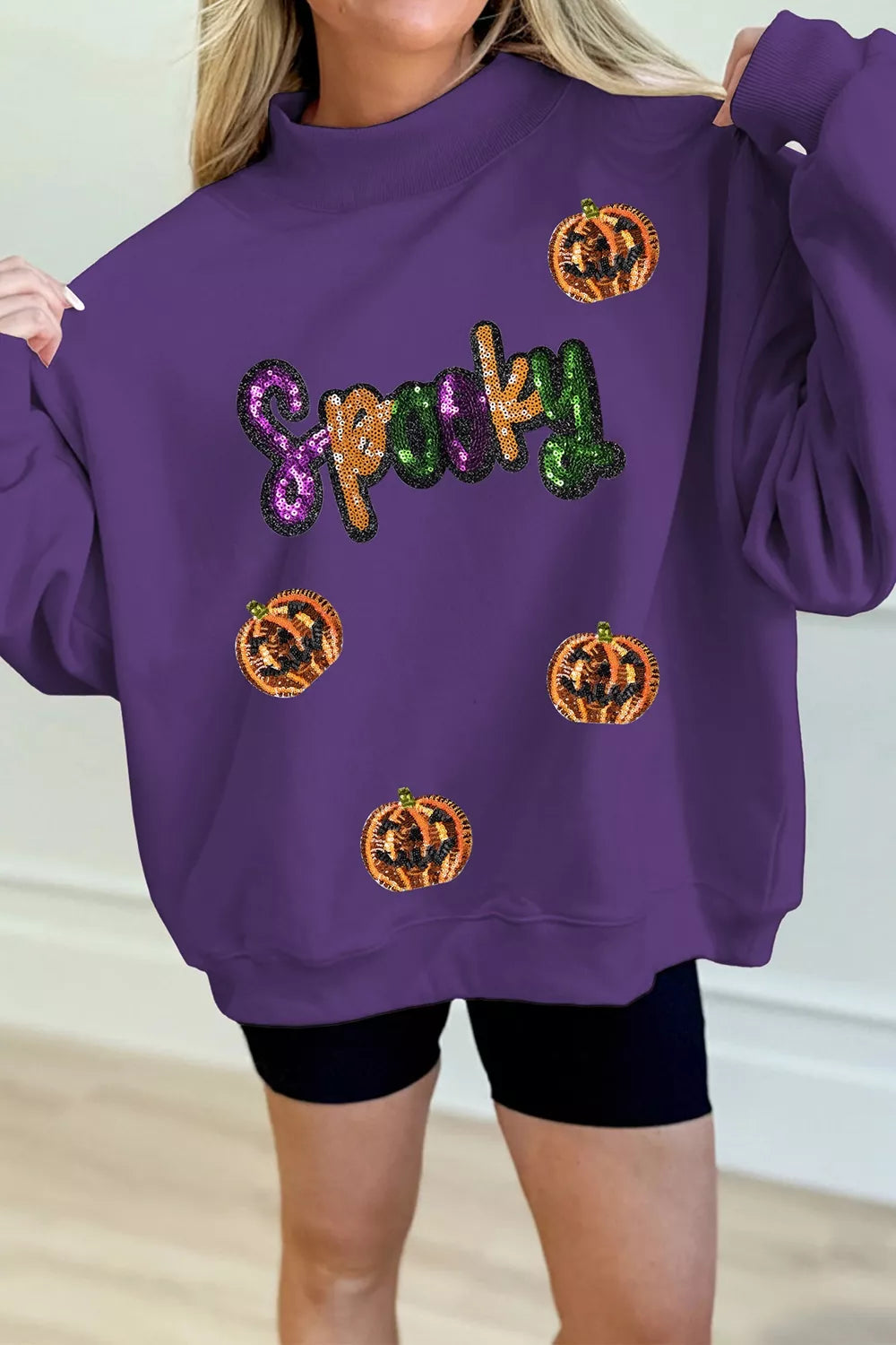 Sequin Pumpkin Spooky Halloween Sweatshirt – Mayce Halloween Edit