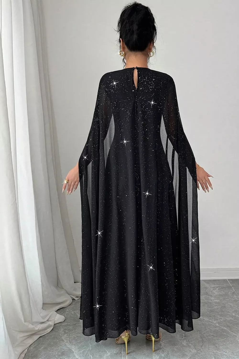 Glitter Cape-Sleeve Maxi Dress – Mayce Halloween Edit